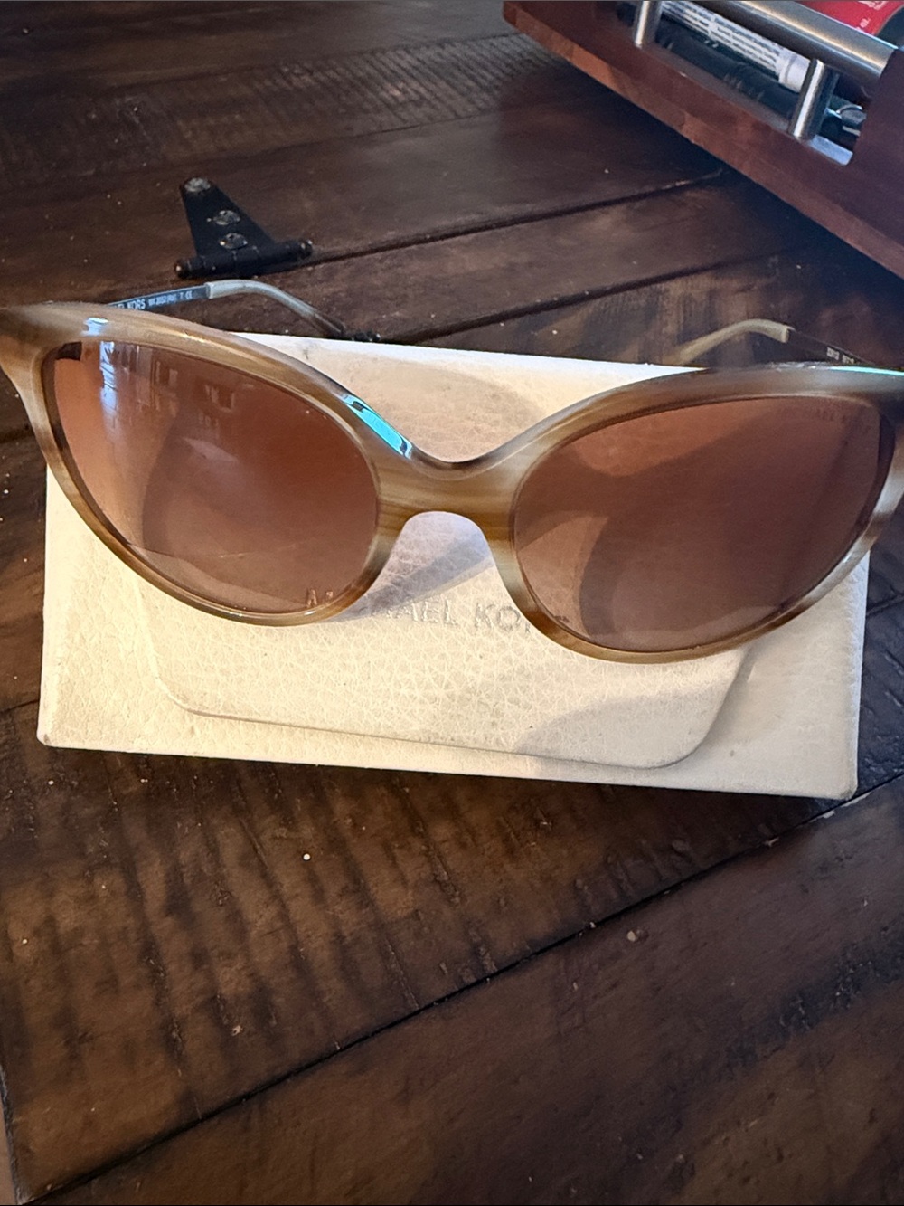 Michael Kors Brown Tortoiseshell Cat Eye Sunglasses with Brown Lenses